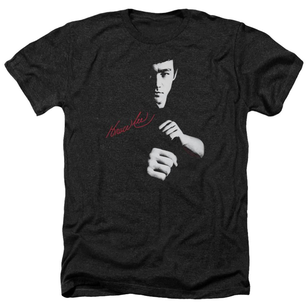 Bruce Lee The Dragon Awaits Men's 30/1 Heather 60 40 Poly Short-Sleeve T-Shirt