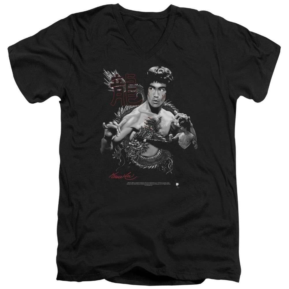 Bruce Lee The Dragon Men's 30/1 Cotton Slim V-Neck T-Shirt