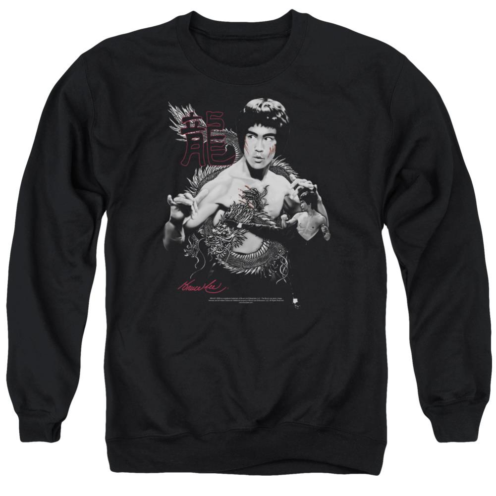 Bruce Lee The Dragon Men's Crewneck 50 50 Poly Long-Sleeve T-Shirt