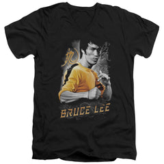 Bruce Lee Yellow Dragon Men's 30/1 Cotton Slim V-Neck T-Shirt