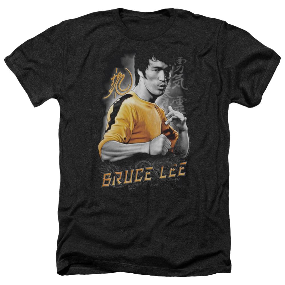 Bruce Lee Yellow Dragon Men's 30/1 Heather 60 40 Poly Short-Sleeve T-Shirt