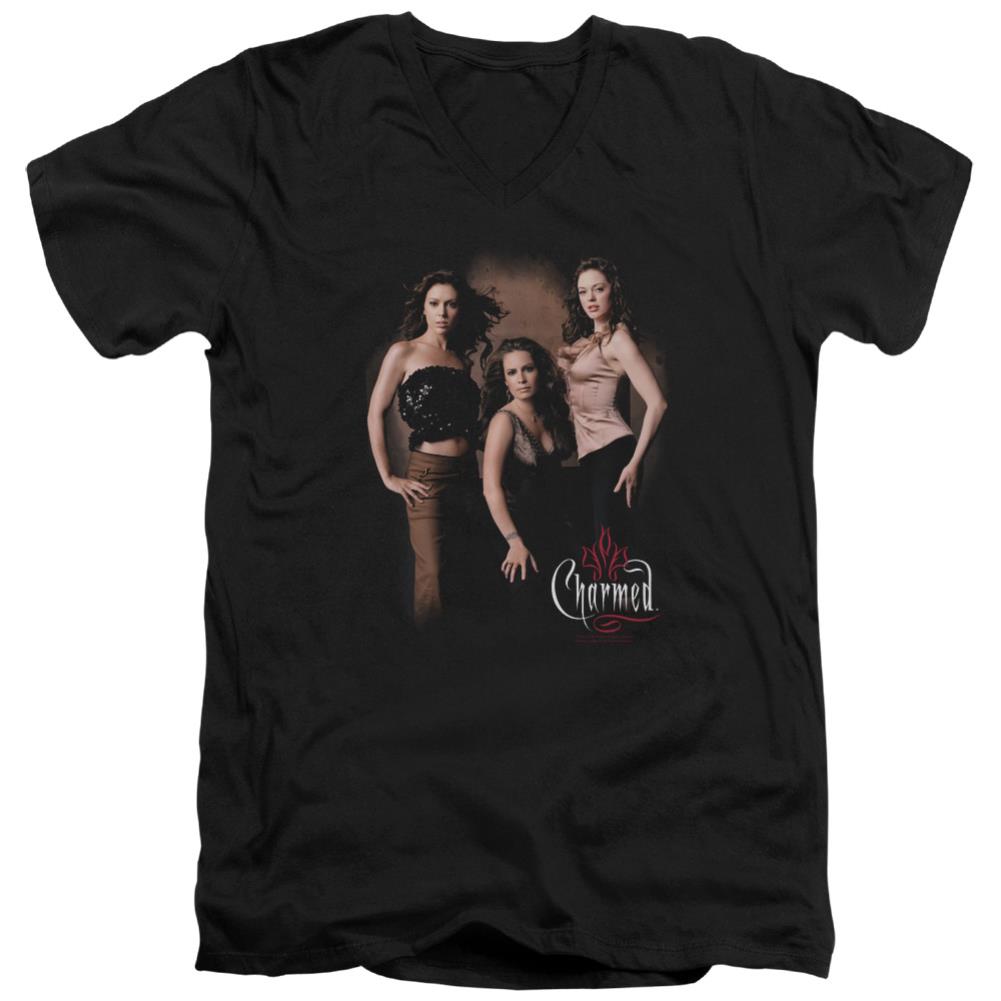 Charmed Three Hot Witches Men's 30/1 Cotton Slim V-Neck T-Shirt