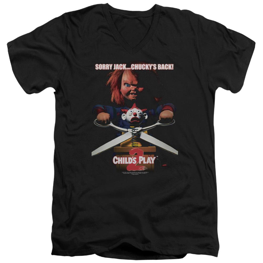 Child's Play 2 Chuckys Back Men's 30/1 Cotton Slim V-Neck T-Shirt