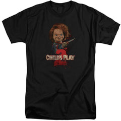 Child's Play 2 Heres Chucky Men's 18/1 Tall Cotton Short-Sleeve T-Shirt