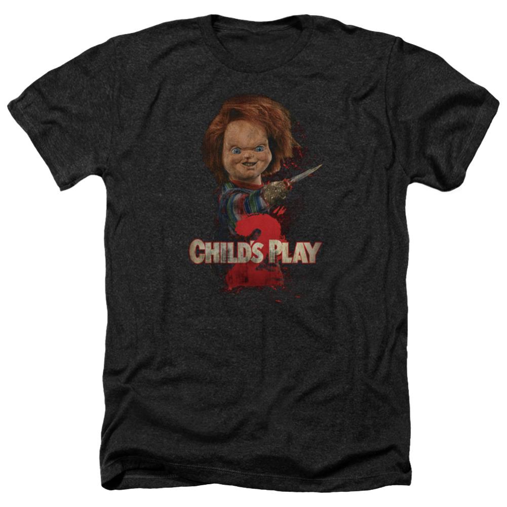 Child's Play 2 Heres Chucky Men's 30/1 Heather 60 40 Poly Short-Sleeve T-Shirt