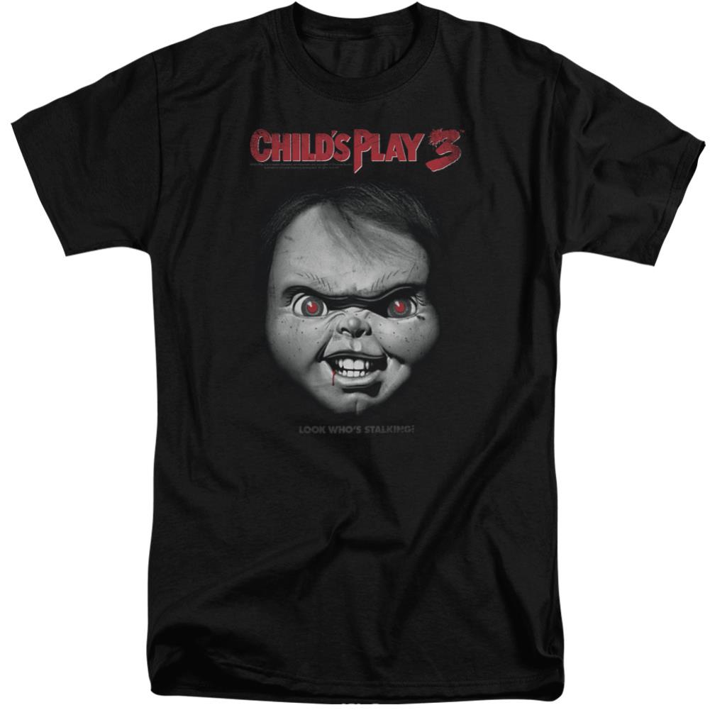 Child's Play 3 Face Poster Men's 18/1 Tall Cotton Short-Sleeve T-Shirt