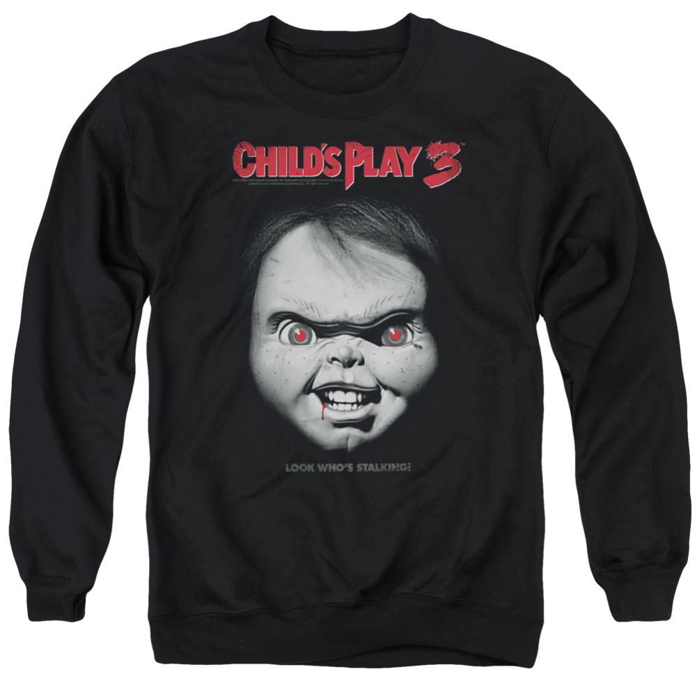 Child's Play 3 Face Poster Men's Crewneck 50 50 Poly Long-Sleeve T-Shirt