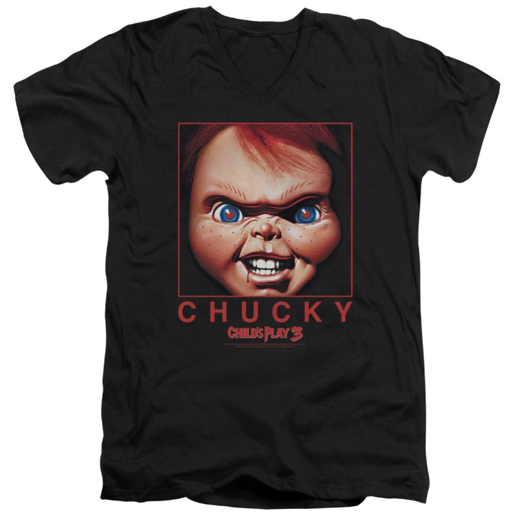 Child's Play Chucky Squared Men's 30/1 Cotton Slim V-Neck T-Shirt