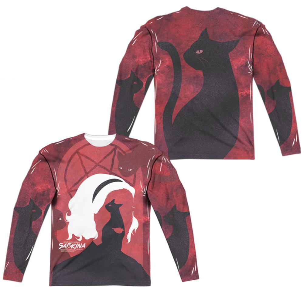 Chilling Adventures Of Sabrina Cats (Front/Back Print) Men's Regular Fit Polyester Long-Sleeve T-Shirt