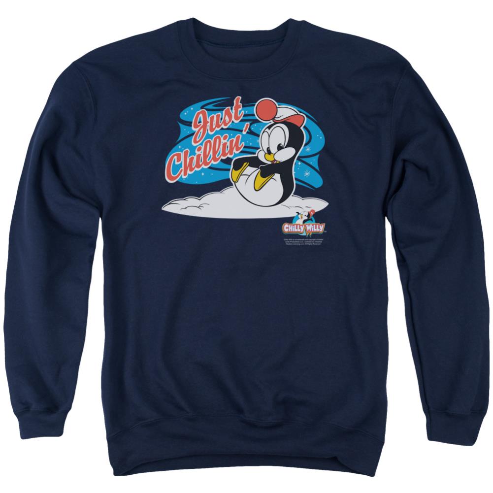 Chilly Willy Just Chillin Men's Crewneck 50 50 Poly Long-Sleeve T-Shirt