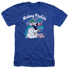 Chilly Willy Making Friends Men's 30/1 Heather 60 40 Poly Short-Sleeve T-Shirt