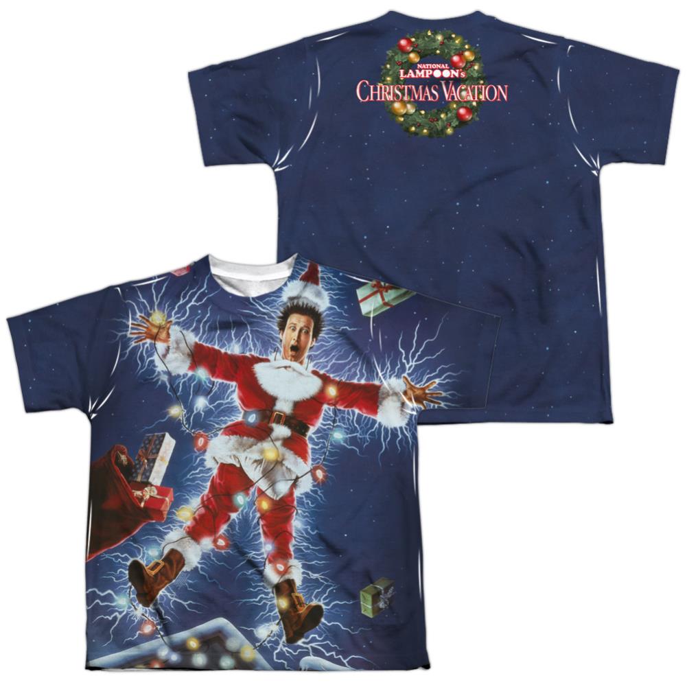 Christmas Vacation Electrified (Front/Back Print) Youth Regular Fit Poly Short-Sleeve T-Shirt