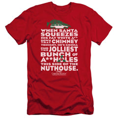 Christmas Vacation Jolliest Bunch Men's Ultra-Soft 30/1 Cotton Slim Short-Sleeve T-Shirt