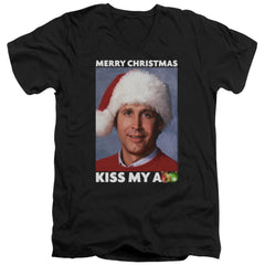 Christmas Vacation Merry Kiss Men's 30/1 Cotton Slim V-Neck T-Shirt
