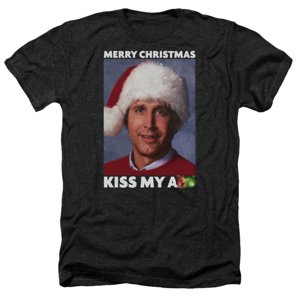 Christmas Vacation Merry Kiss Men's 30/1 Heather 60 40 Poly Short-Sleeve T-Shirt