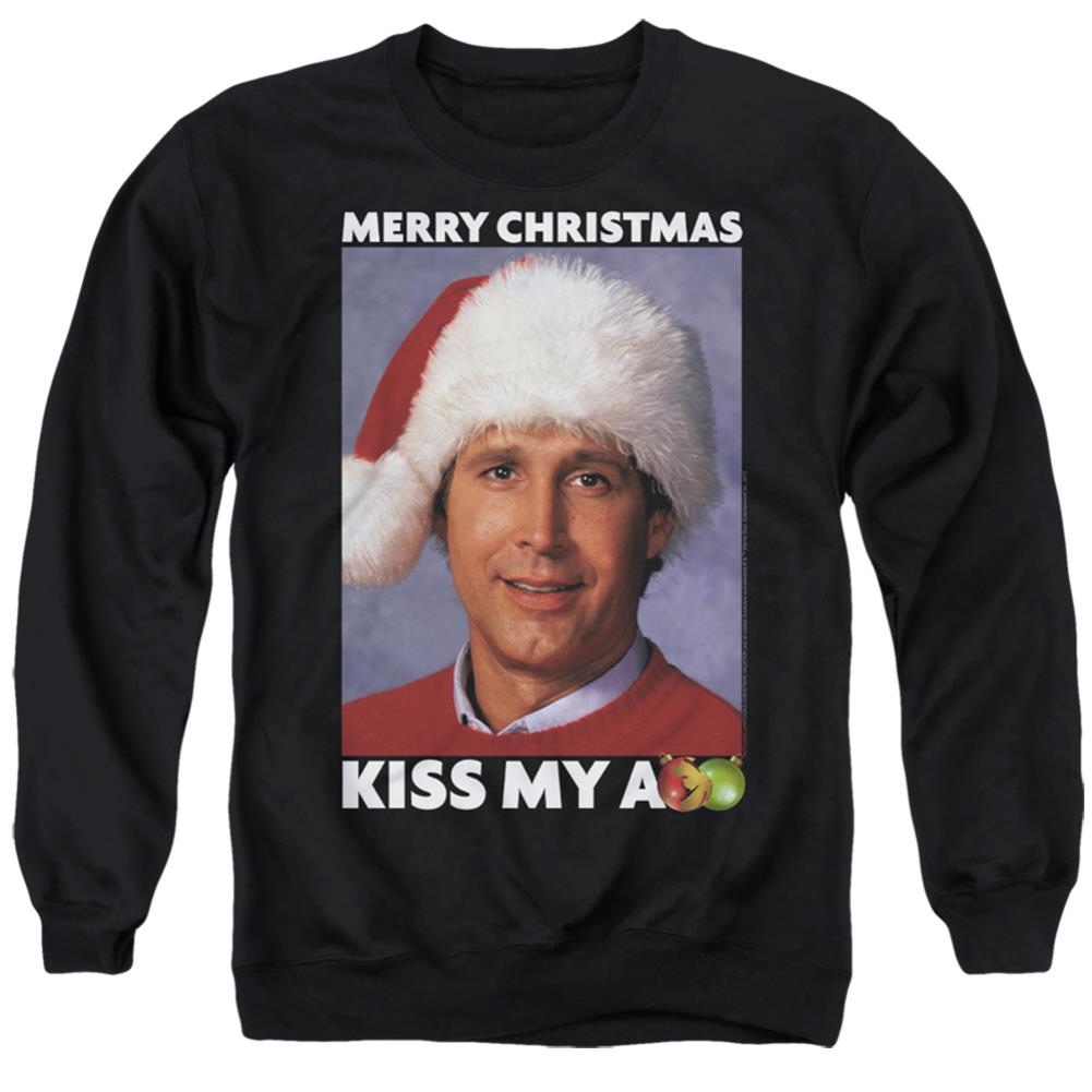 Christmas Vacation Merry Kiss Men's Crewneck 50 50 Poly Long-Sleeve T-Shirt