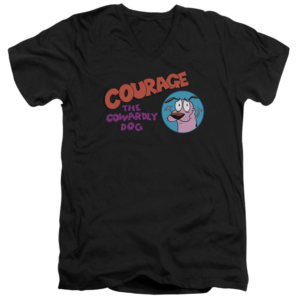 Courage The Cowardly Dog Courage Logo Men's 30/1 Cotton Slim V-Neck T-Shirt
