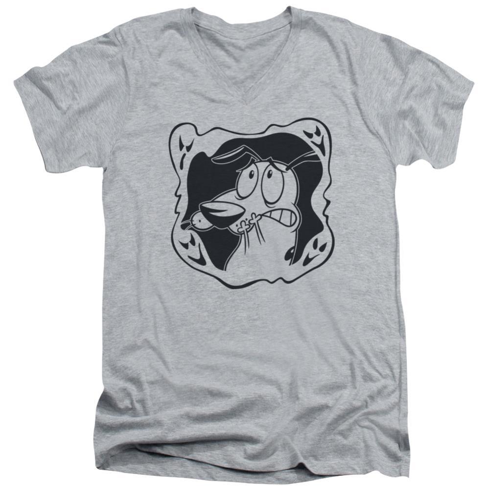 Courage The Cowardly Dog Ghost Frame Men's 30/1 Cotton Slim V-Neck T-Shirt