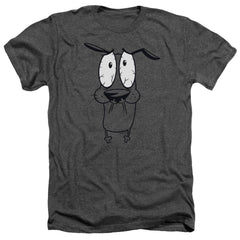 Courage The Cowardly Dog Scared Men's 30/1 Heather 60 40 Poly Short-Sleeve T-Shirt
