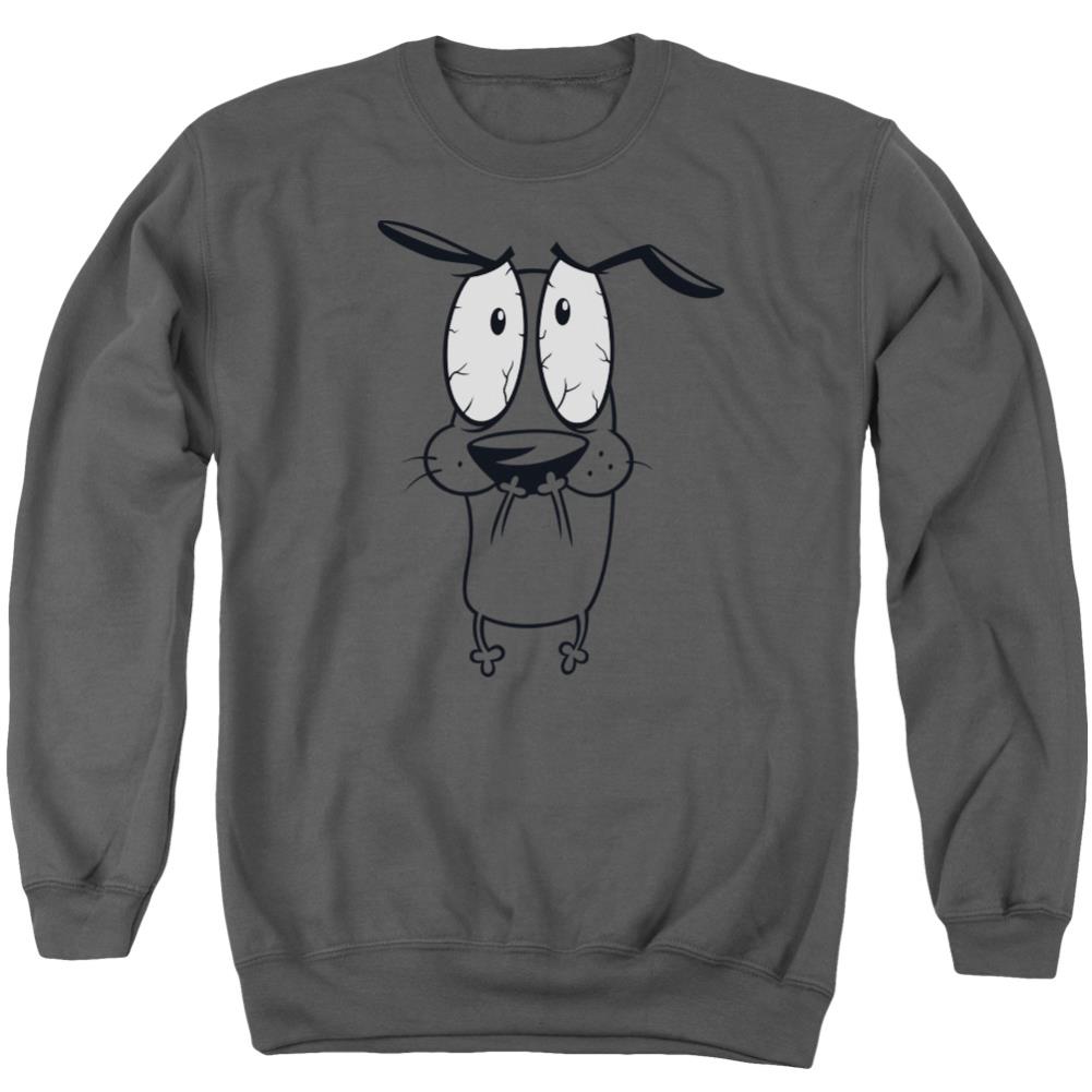 Courage The Cowardly Dog Scared Men's Crewneck 50 50 Poly Long-Sleeve T-Shirt