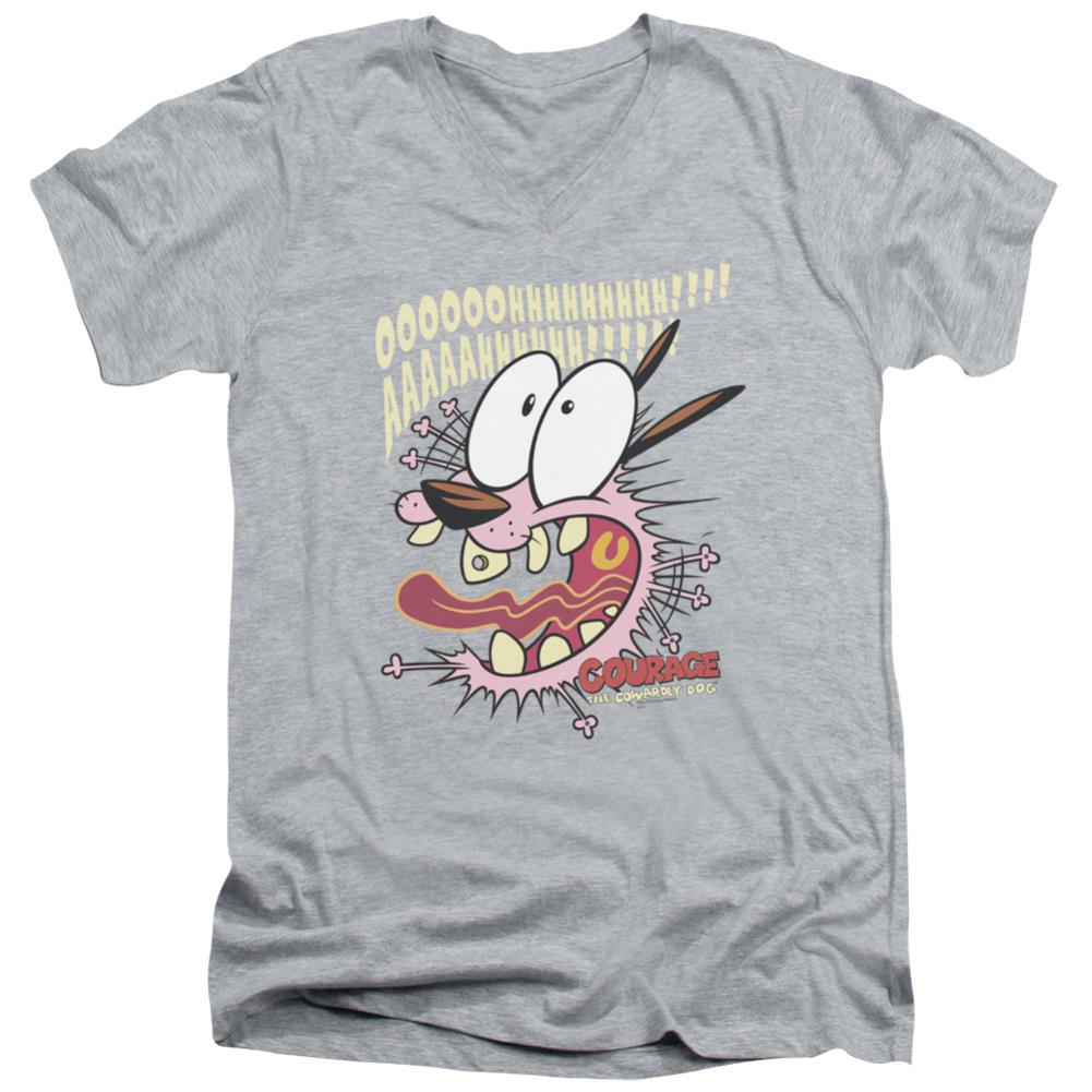 Courage The Cowardly Dog Scaredy Dog Men's 30/1 Cotton Slim V-Neck T-Shirt