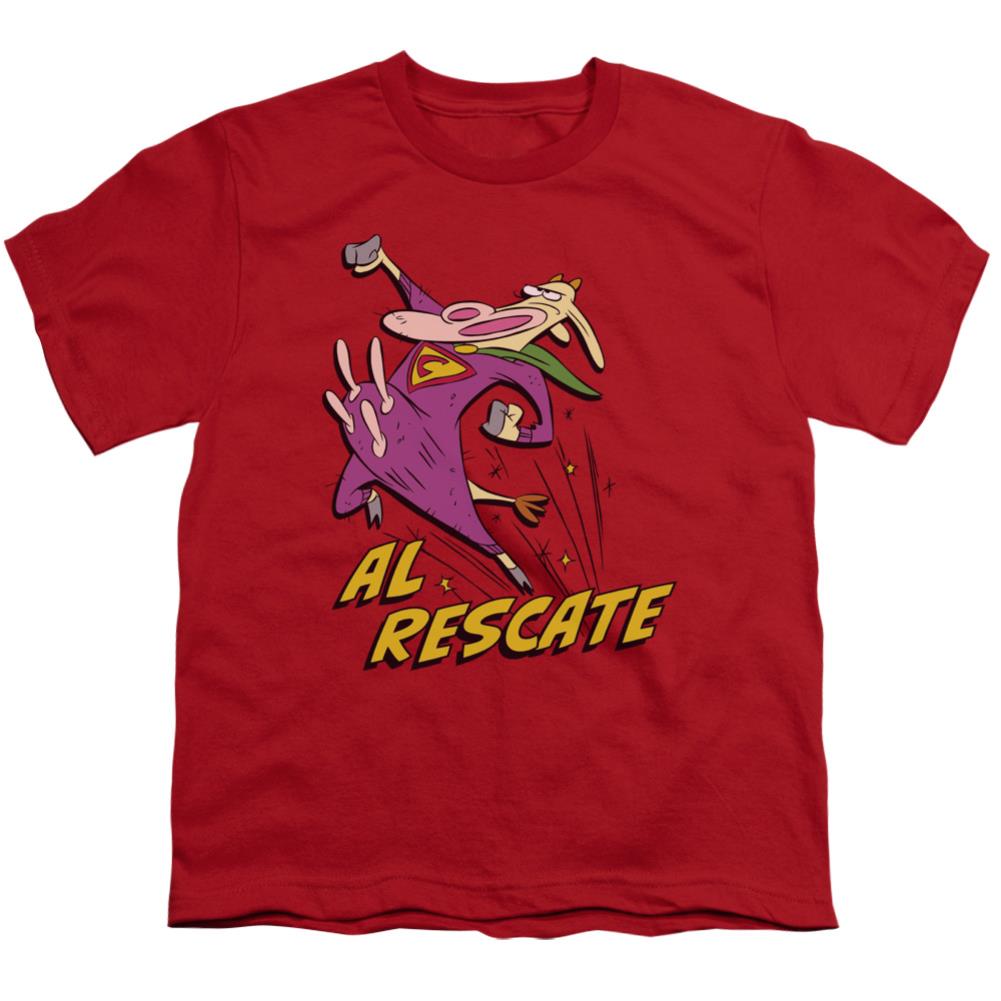 Cow And Chicken Al Rescate Youth 18/1 100% Cotton Short-Sleeve T-Shirt