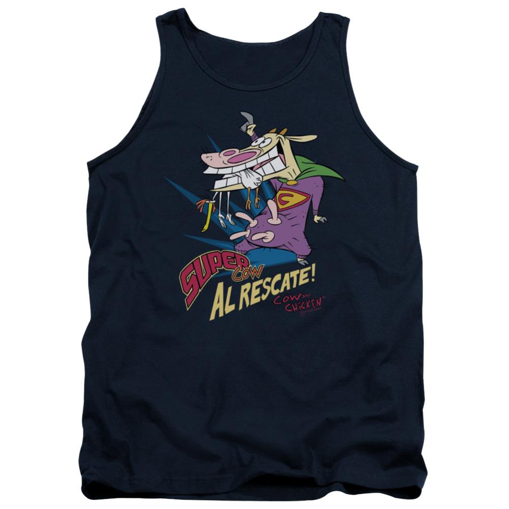 Cow And Chicken Super Cow Men's 18/1 Cotton Tank Top