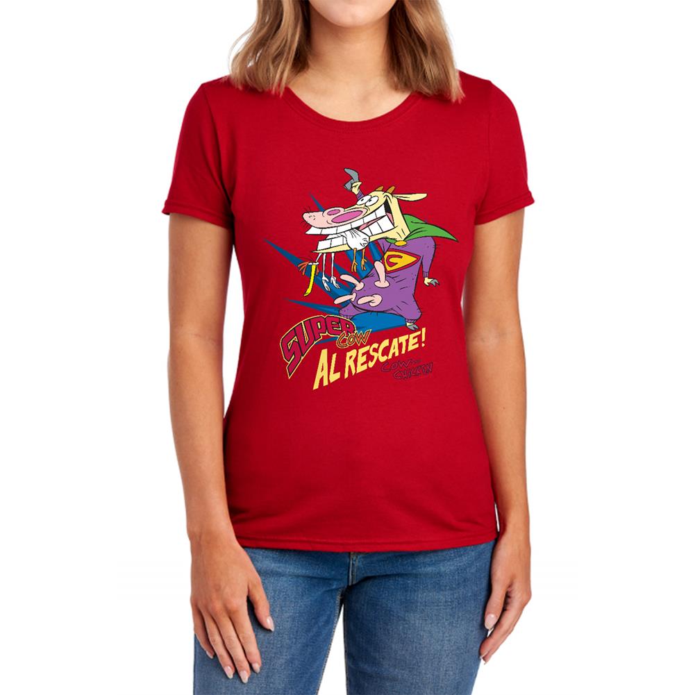 Cow And Chicken Super Cow Women's 18/1 Cotton Short-Sleeve T-Shirt