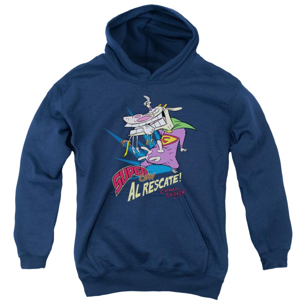 Cow And Chicken Super Cow Youth Cotton Poly Pull-Over Hoodie