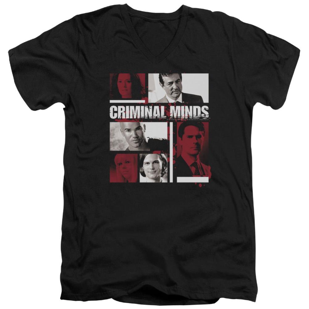 Criminal Minds Character Boxes Men's 30/1 Cotton Slim V-Neck T-Shirt