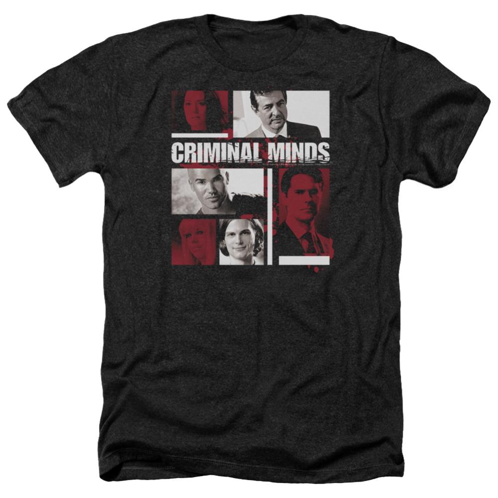 Criminal Minds Character Boxes Men's 30/1 Heather 60 40 Poly Short-Sleeve T-Shirt