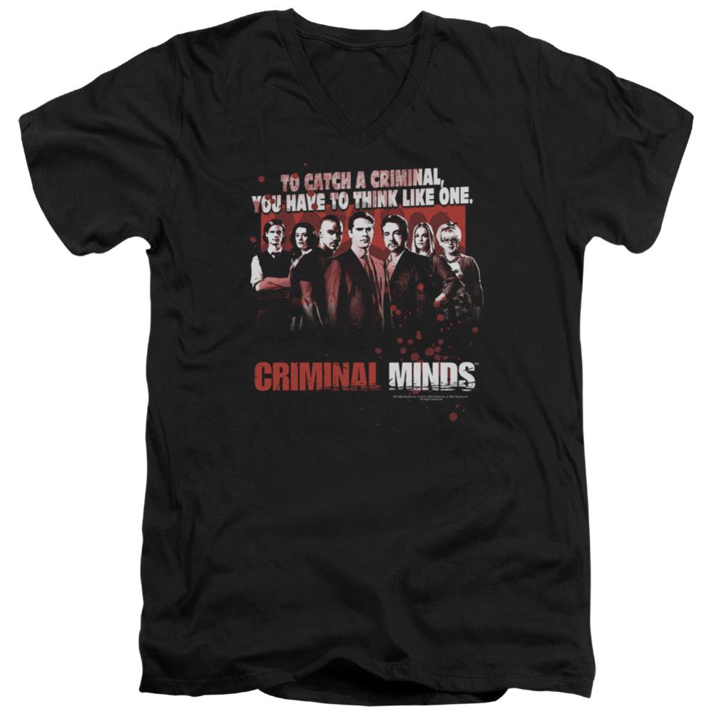 Criminal Minds Think Like One Men's 30/1 Cotton Slim V-Neck T-Shirt