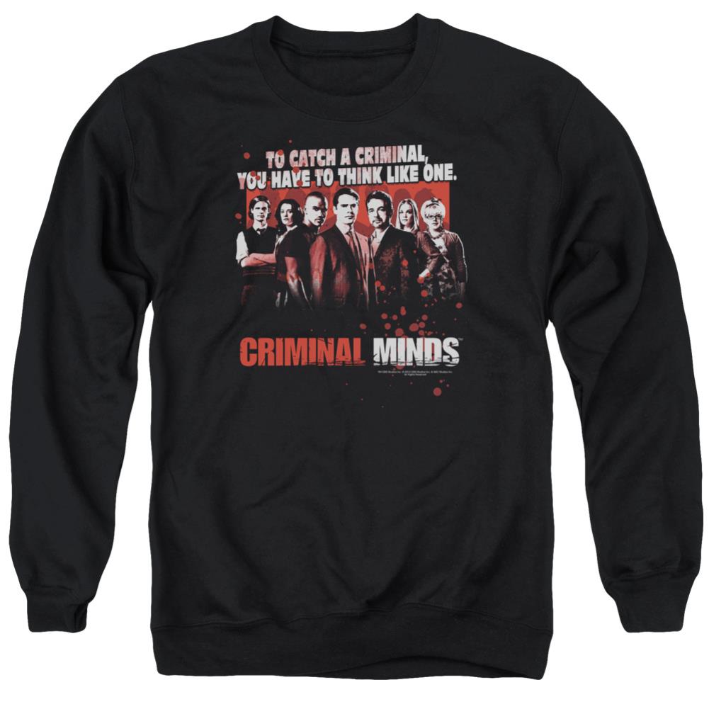 Criminal Minds Think Like One Men's Crewneck 50 50 Poly Long-Sleeve T-Shirt