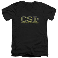 CSI Collage Logo Men's 30/1 Cotton Slim V-Neck T-Shirt