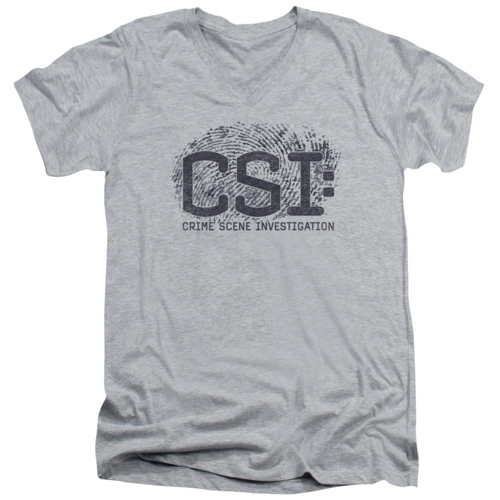 CSI Distressed Logo Men's 30/1 Cotton Slim V-Neck T-Shirt