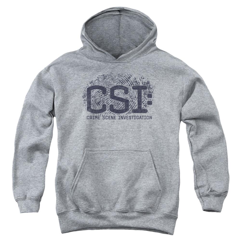 CSI Distressed Logo Youth Cotton Poly Pull-Over Hoodie