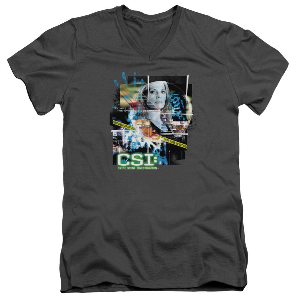 CSI Evidence Collage Men's 30/1 Cotton Slim V-Neck T-Shirt