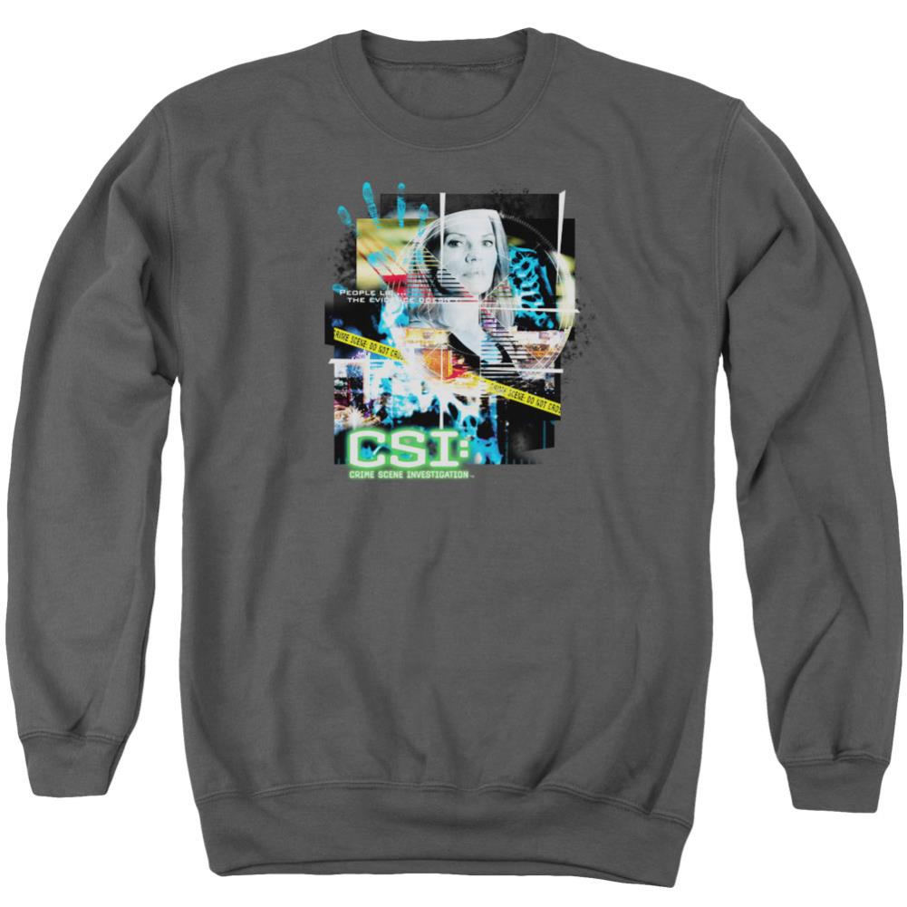 CSI Evidence Collage Men's Crewneck 50 50 Poly Long-Sleeve T-Shirt