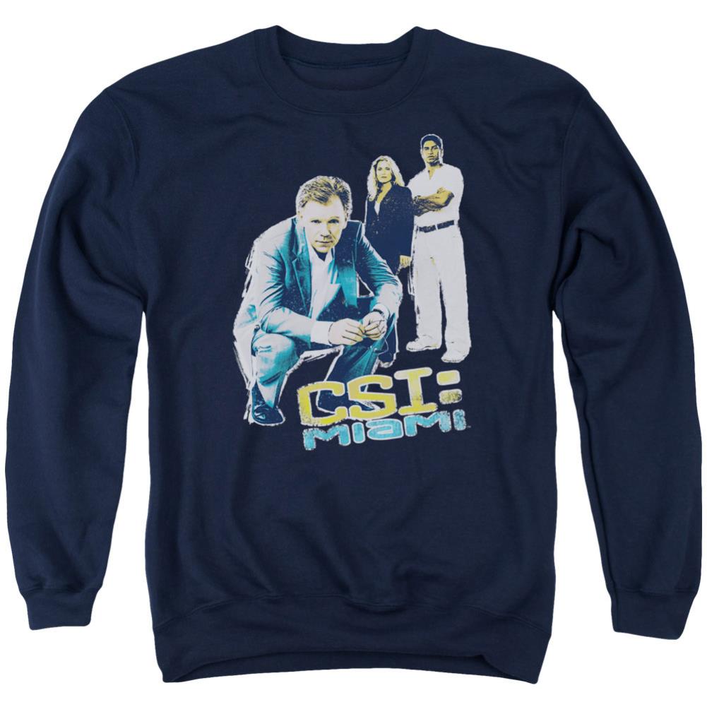 CSI: Miami In Perspective Men's Crewneck 50 50 Poly Long-Sleeve T-Shirt