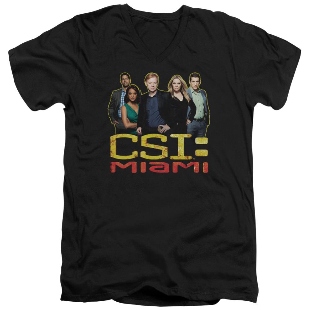 CSI: Miami The Cast In Black Men's 30/1 Cotton Slim V-Neck T-Shirt
