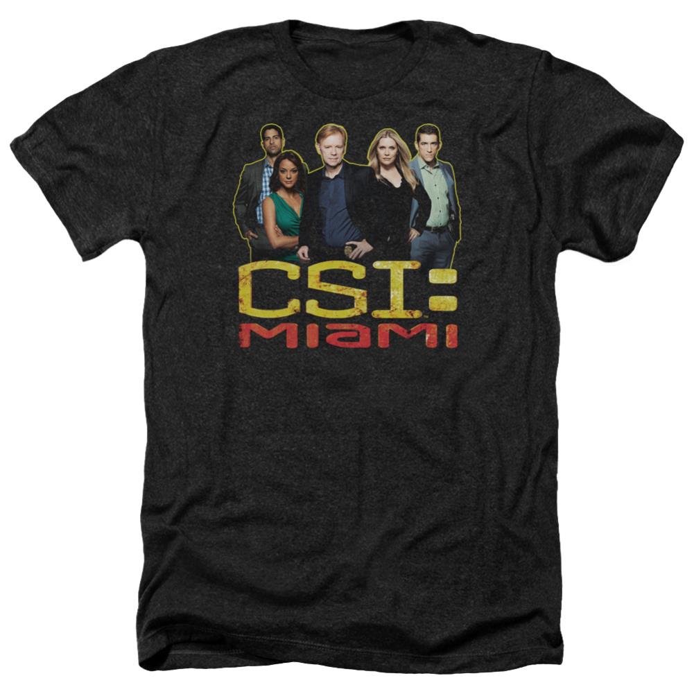 CSI: Miami The Cast In Black Men's 30/1 Heather 60 40 Poly Short-Sleeve T-Shirt