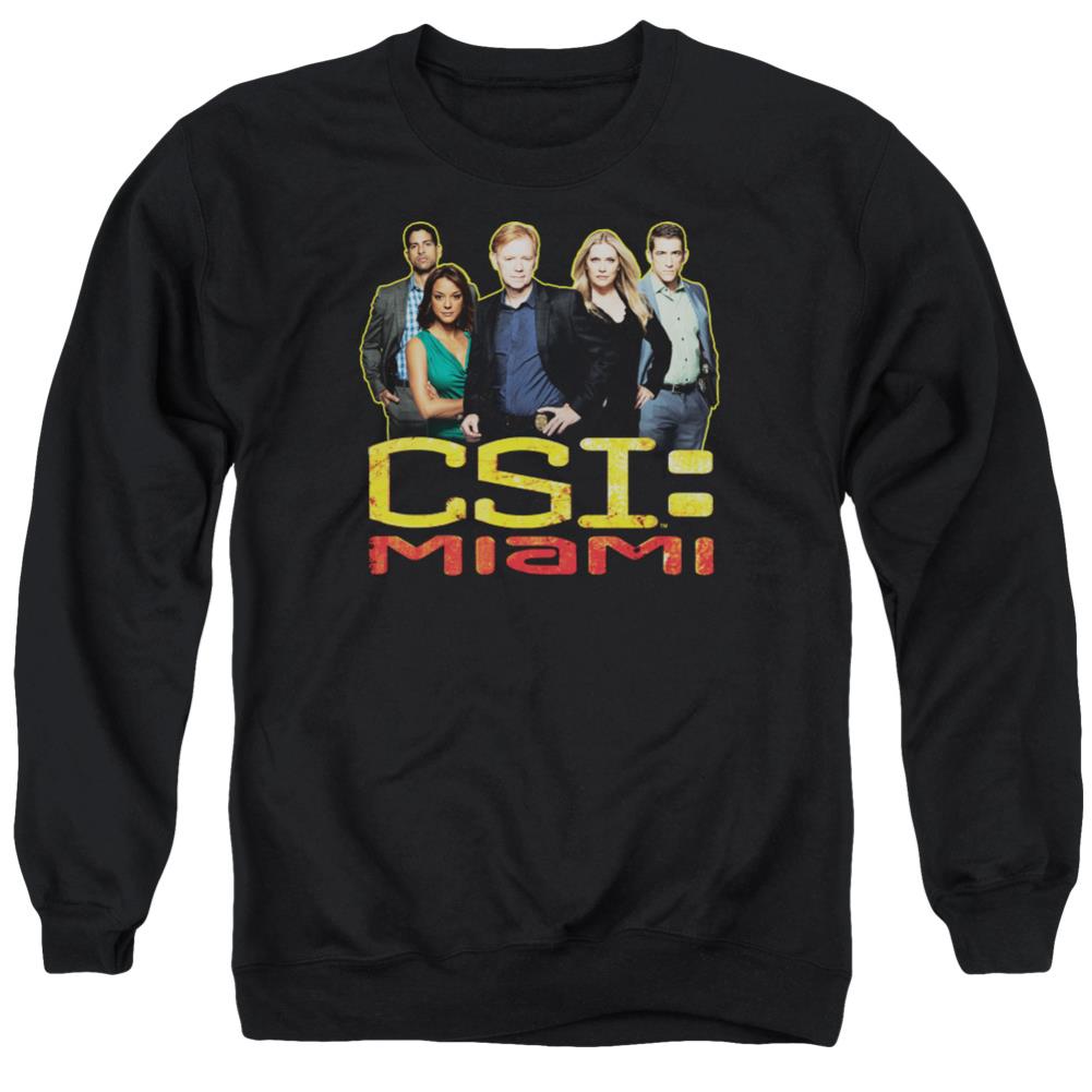 CSI: Miami The Cast In Black Men's Crewneck 50 50 Poly Long-Sleeve T-Shirt