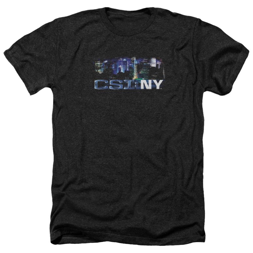 CSI: NY Never Rests Men's 30/1 Heather 60 40 Poly Short-Sleeve T-Shirt