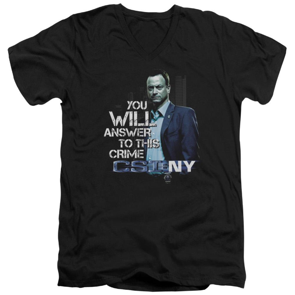 CSI: NY You Will Answer Men's 30/1 Cotton Slim V-Neck T-Shirt
