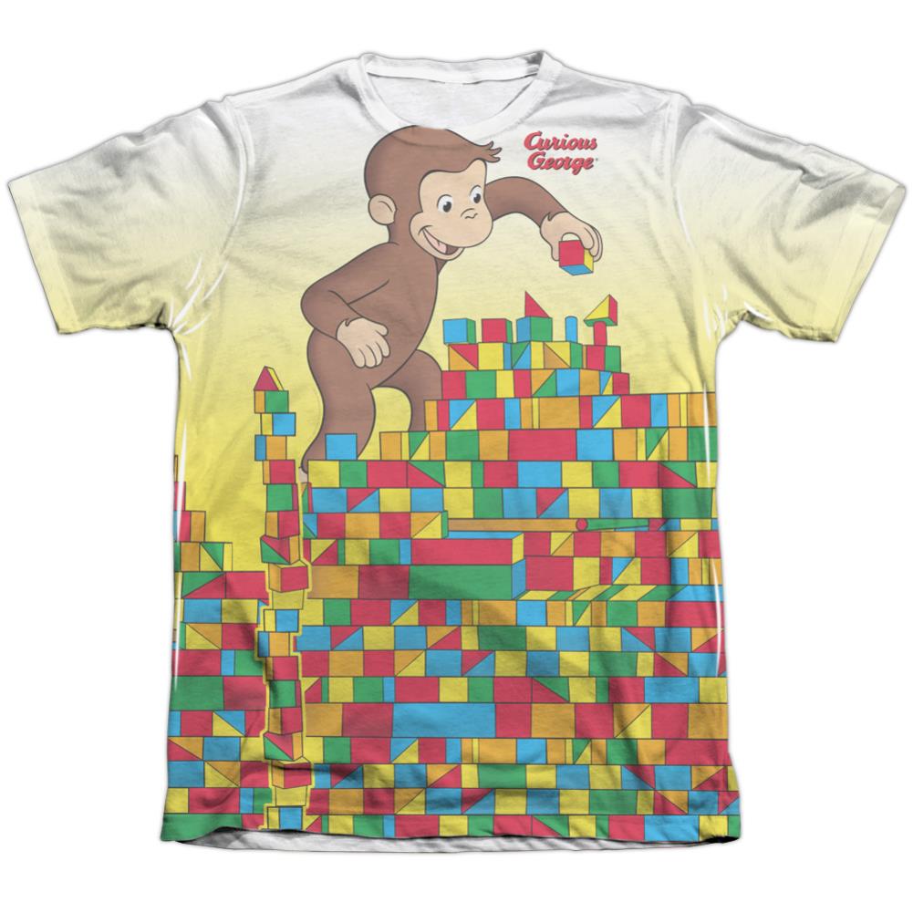 Curious George Building Blocks Men's Regular Fit Poly Cotton Short-Sleeve T-Shirt