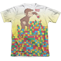 Curious George Building Blocks Men's Regular Fit Poly Cotton Short-Sleeve T-Shirt