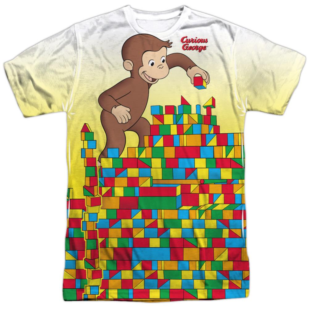 Curious George Building Blocks Men's Regular Fit Polyester Short-Sleeve T-Shirt