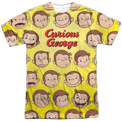Curious George Curious Faces Men's Regular Fit Polyester Short-Sleeve T-Shirt