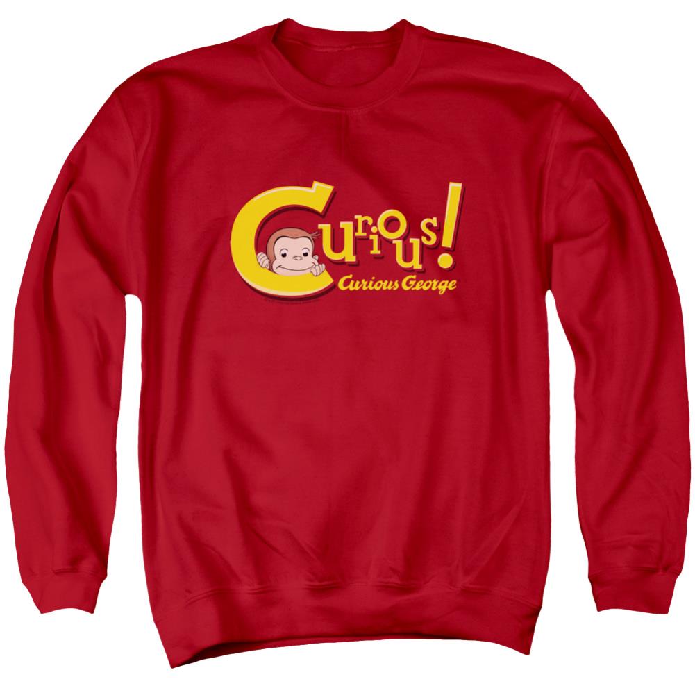 Curious George Curious Men's Crewneck 50 50 Poly Long-Sleeve T-Shirt