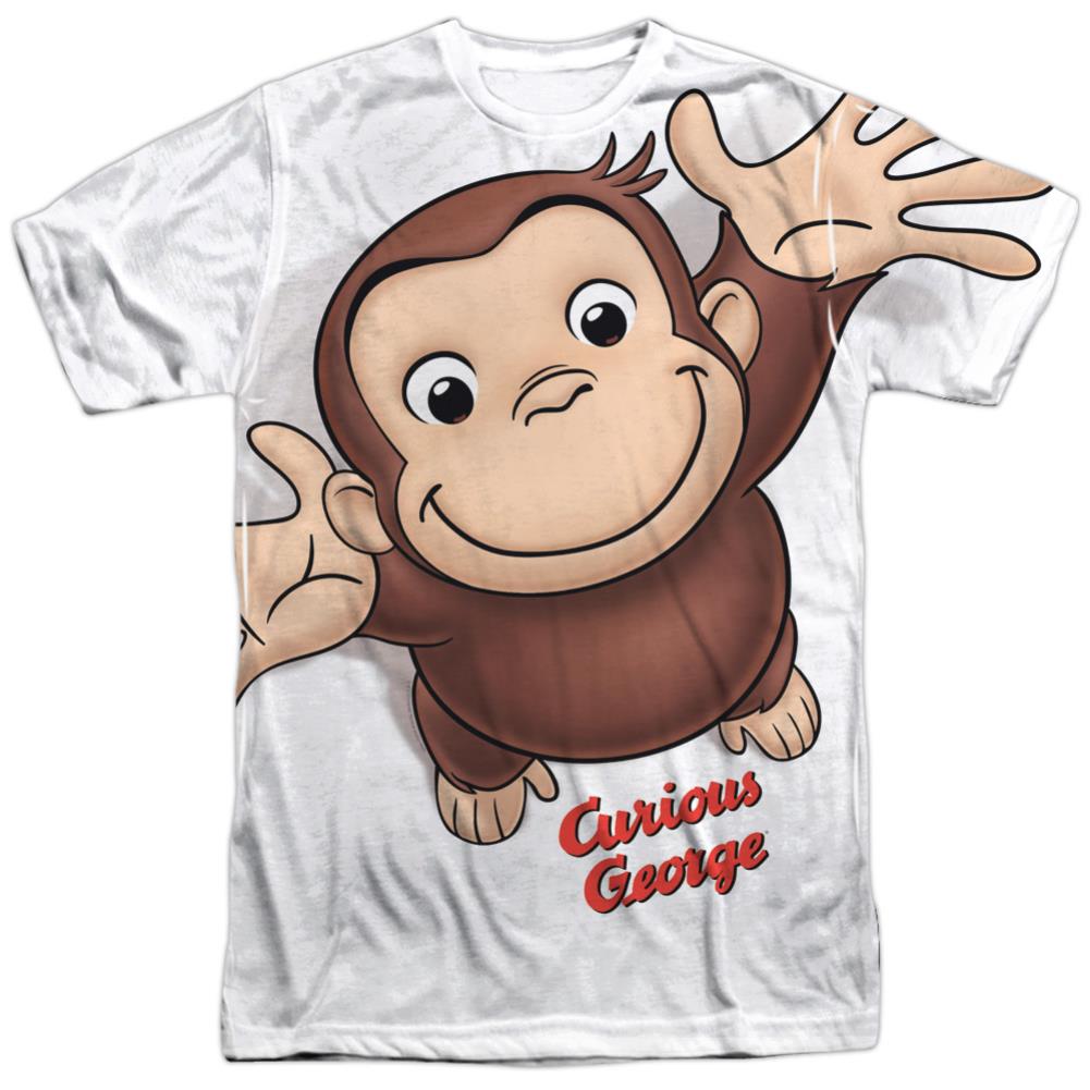 Curious George Hands In The Air Men's Regular Fit Polyester Short-Sleeve T-Shirt